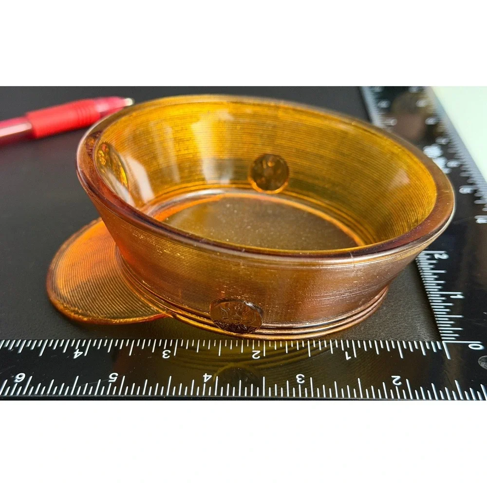 Vintage Military Service Cap Glass Bowl Amber Orange Eagle